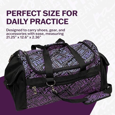 Dream Duffel Inspiration Practice Bag, Stylish Gym Tote with 2 Large Side Pockets, Perfect for Shoes & Accessories, 21.25" x 12.6" x 2.36", Pink in Kuwait