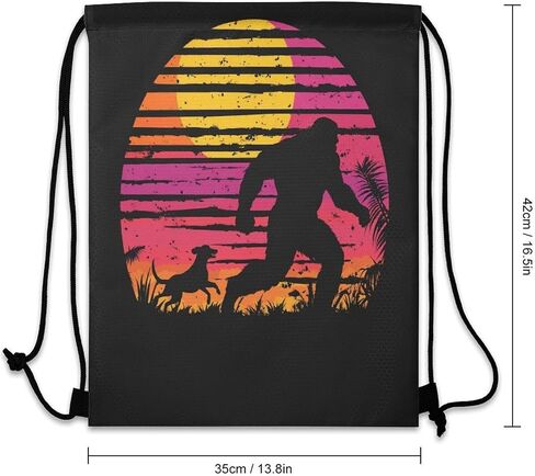 Waterproof Full Moon Sasquatch Black Pull String Sport Bags, Large Capacity Drawstring Backpack, Gym Bag for Swim Beach Travel Hiking in Saudi Arabia