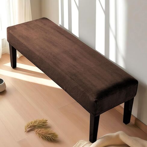 Piano Bench Cover, Cushion Slip Covers Stretch for Dining Seat Bedroom, Removable Washable Rectangle Thick Stretchable Slipcover Protector for Anti-dust Stool Living Room Kitchen, Large Size, Coffee in Saudi Arabia