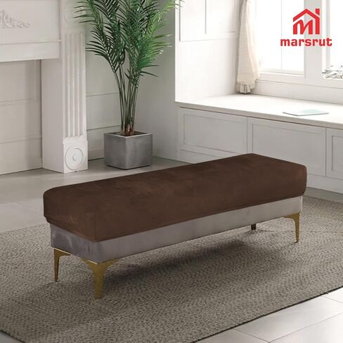 Piano Bench Cover, Cushion Slip Covers Stretch for Dining Seat Bedroom, Removable Washable Rectangle Thick Stretchable Slipcover Protector for Anti-dust Stool Living Room Kitchen, Large Size, Coffee in Saudi Arabia