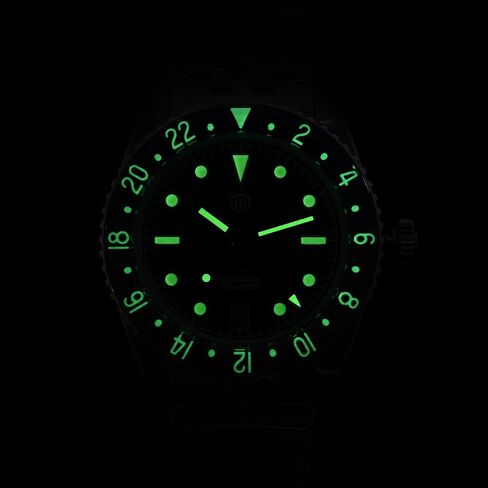 watchdives GMT Watches for Men, WD6542 Men Watch NH34 Automatic Wristwatch 38mm Bubble Domed Sapphire Crystal Watches 100M Waterproof in Kuwait