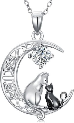 Moissanite Diamond Celtic Moon Hummingbird/Butterfly/Highland Cow Necklace for Women 925 Sterling Sliver Crescent Moon Animal Jewelry Anniversary Valentines Day Gifts for Wife Girlfriend Her in Saudi Arabia