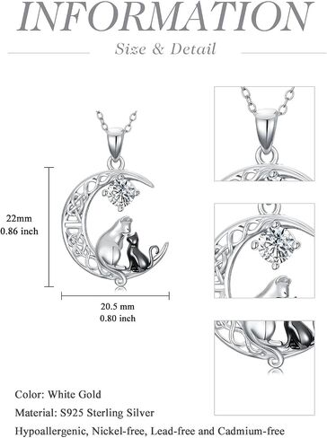 Moissanite Diamond Celtic Moon Hummingbird/Butterfly/Highland Cow Necklace for Women 925 Sterling Sliver Crescent Moon Animal Jewelry Anniversary Valentines Day Gifts for Wife Girlfriend Her in Saudi Arabia