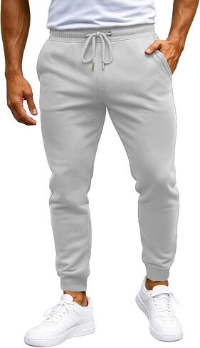 Joggers for Men Gym Baggy Sweatpants Outdoor Sport Drawstring Elastic Waist Pants with Pockets Straight Leg Slim Fit Pants in Saudi Arabia