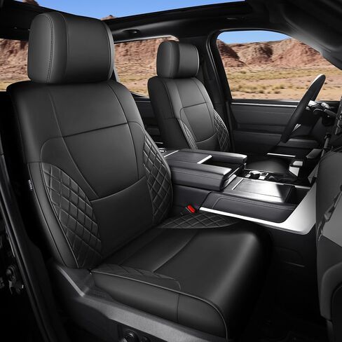 لأغطية مقعد Toyota Tundra 2022 2023 2024 2025 ، قم بتناسب مجموعة كاملة ، وأغطية مقعد جلدية مقاومة للماء ودائم للسيارة - أسود (لصالح SR/SR5 فقط ، بدون مساند خلفية) in Kuwait