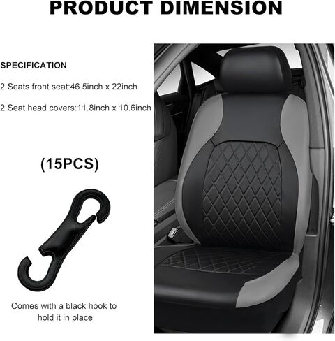 Leather Car Seat Covers Full Set, Luxury Breathable Front Rear Seat Cushion with Headrest Cover, All Season Waterproof Vehicle 5 Seats Protectors for Most Cars Trucks SUVs (Wine Red) in Kuwait