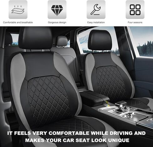 Leather Car Seat Covers Full Set, Luxury Breathable Front Rear Seat Cushion with Headrest Cover, All Season Waterproof Vehicle 5 Seats Protectors for Most Cars Trucks SUVs (Wine Red) in Kuwait