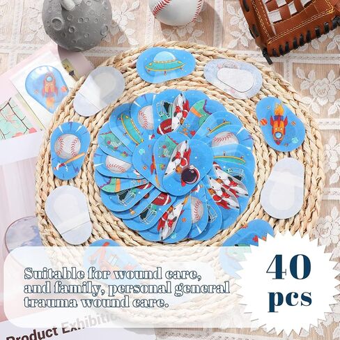 Panitay 40 PCS Kids Kids Eye Patches for Boys Childlers Rathesive Patches Burk with Lazy Eye Eye Creatible Pad Light Forcing Designs Cutton Cotton Latchafficive Modages for Boys Boys in Saudi Arabia