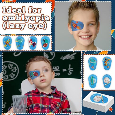 Panitay 40 PCS Kids Kids Eye Patches for Boys Childlers Rathesive Patches Burk with Lazy Eye Eye Creatible Pad Light Forcing Designs Cutton Cotton Latchafficive Modages for Boys Boys in Saudi Arabia