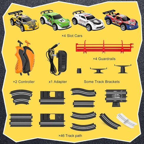 مجموعات مسارات سباق السيارات ذات الفتحات مع 4 سيارات ذات فتحات، مسار سباق السيارات الكهربائية يتضمن مسارًا علويًا دائريًا منحدرًا، لعبة سباق مزدوجة تتميز بجسر فلاش وبندول، ألعاب هدايا للأولاد والأطفال الذين تتراوح أعمارهم بين 6 و7 و8-12 عامًا in Kuwait