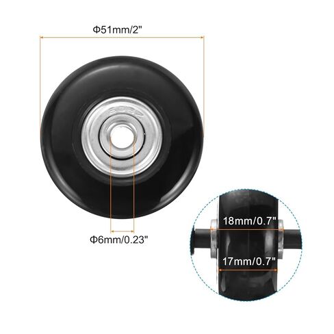مجموعة uxcell مكونة من 1 عجلات أمتعة بديلة 70 × 24 مم/2.8 بوصة × 0.9 بوصة عجلات مطاطية دوارة تحمل عجلات إصلاح لحقيبة التزلج الخارجية، أسود in Kuwait