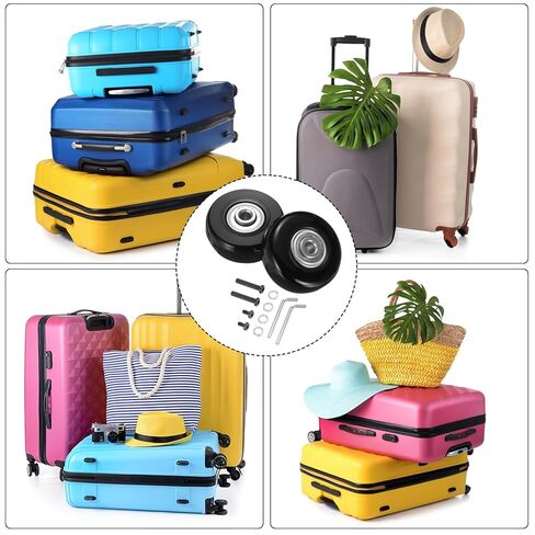 مجموعة uxcell مكونة من 1 عجلات أمتعة بديلة 70 × 24 مم/2.8 بوصة × 0.9 بوصة عجلات مطاطية دوارة تحمل عجلات إصلاح لحقيبة التزلج الخارجية، أسود in Kuwait