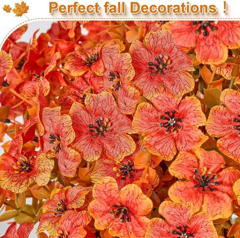 14 Bundles Artificial Fall Flowers for Outdoors Decoration,UV Resistant Faux Autumn Flowers No Fade Fake Orange Daisy Artificial Greenery Plants for Porch Balcony Garden Yard Thanksgiving Fall Decor in Kuwait