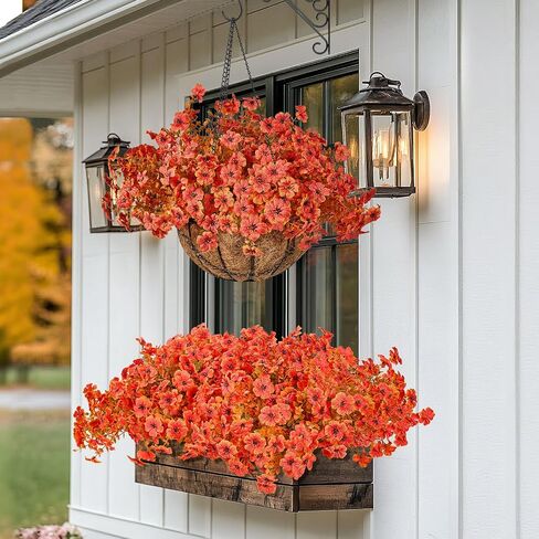 14 Bundles Artificial Fall Flowers for Outdoors Decoration,UV Resistant Faux Autumn Flowers No Fade Fake Orange Daisy Artificial Greenery Plants for Porch Balcony Garden Yard Thanksgiving Fall Decor in Kuwait