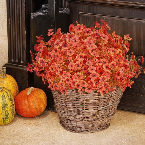 14 Bundles Artificial Fall Flowers for Outdoors Decoration,UV Resistant Faux Autumn Flowers No Fade Fake Orange Daisy Artificial Greenery Plants for Porch Balcony Garden Yard Thanksgiving Fall Decor in Kuwait