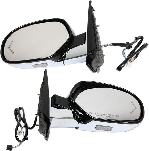 Kool Vue Side Power Power Mirror for Cadillac Escalade ESV 2007-2014 طية الطاقة مع ضوء الإشارة والذاكرة ومصباح البركة ؛ بدون مراقبة البقعة العمياء كروم in Saudi Arabia