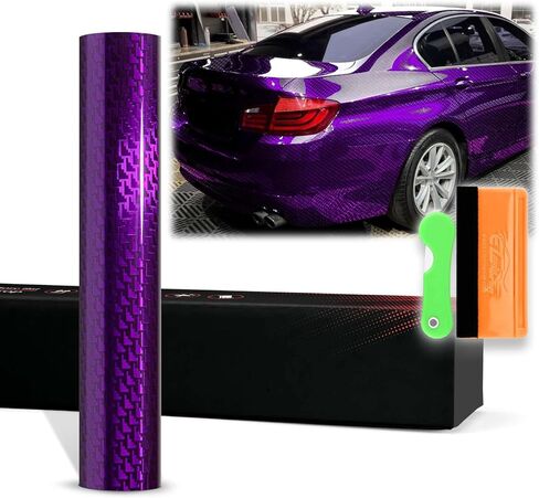 12 "x60" (1FTX5ft) Royal Purple Pet Stealth Carbon Fiber Gloss Vinyl Wrap Auto Car Sticker Screat Film Bubble Free Air Technology with Toolk Kit in Saudi Arabia