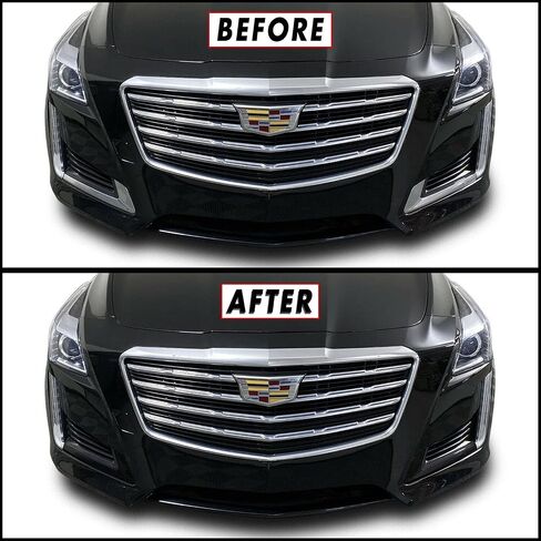 SlickMod Chrome Delete Blackout Vinyl Overlay for 2014-2019 Cadillac CTS Front Lower Side Chrome Trim (4. Lower Side Trim, Gloss Black) in Saudi Arabia