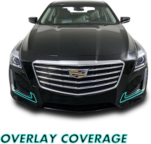 SlickMod Chrome Delete Blackout Vinyl Overlay for 2014-2019 Cadillac CTS Front Lower Side Chrome Trim (4. Lower Side Trim, Gloss Black) in Saudi Arabia