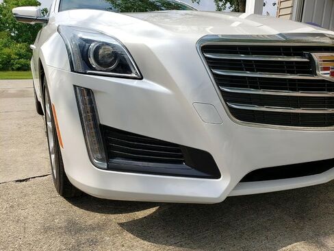 SlickMod Chrome Delete Blackout Vinyl Overlay for 2014-2019 Cadillac CTS Front Lower Side Chrome Trim (4. Lower Side Trim, Gloss Black) in Saudi Arabia