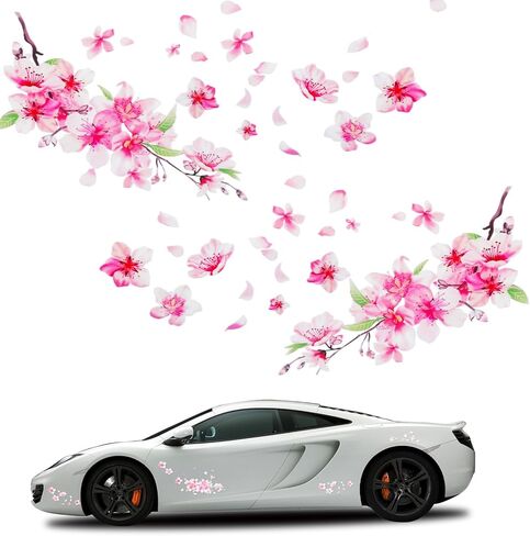 3 PCS Cherry Blossom Vinyl Car Sticker ، 10 '' '' Pink Car Stickers for Women ، Cherry Blossom Cars Vinyl Sticker for Motocycle ، Automotive ، Home Decor in Saudi Arabia