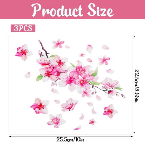 3 PCS Cherry Blossom Vinyl Car Sticker ، 10 '' '' Pink Car Stickers for Women ، Cherry Blossom Cars Vinyl Sticker for Motocycle ، Automotive ، Home Decor in Saudi Arabia