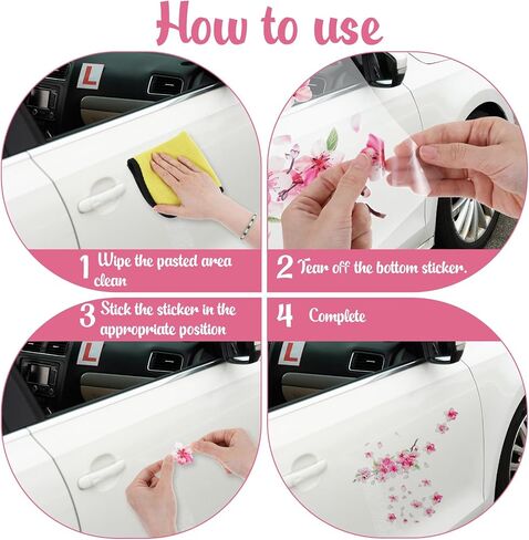 3 PCS Cherry Blossom Vinyl Car Sticker ، 10 '' '' Pink Car Stickers for Women ، Cherry Blossom Cars Vinyl Sticker for Motocycle ، Automotive ، Home Decor in Saudi Arabia