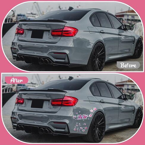 3 PCS Cherry Blossom Vinyl Car Sticker ، 10 '' '' Pink Car Stickers for Women ، Cherry Blossom Cars Vinyl Sticker for Motocycle ، Automotive ، Home Decor in Saudi Arabia