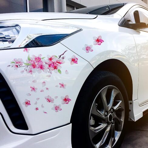 3 PCS Cherry Blossom Vinyl Car Sticker ، 10 '' '' Pink Car Stickers for Women ، Cherry Blossom Cars Vinyl Sticker for Motocycle ، Automotive ، Home Decor in Saudi Arabia