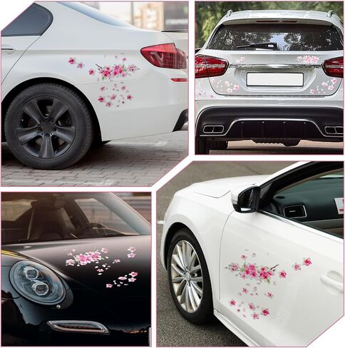 3 PCS Cherry Blossom Vinyl Car Sticker ، 10 '' '' Pink Car Stickers for Women ، Cherry Blossom Cars Vinyl Sticker for Motocycle ، Automotive ، Home Decor in Saudi Arabia