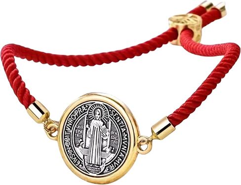 Catholic Bracelets St. Benedict Bracelet Red Rope Double Hole Pendant Couple Woven Bracelets Adjustable Black Bracelet in Kuwait