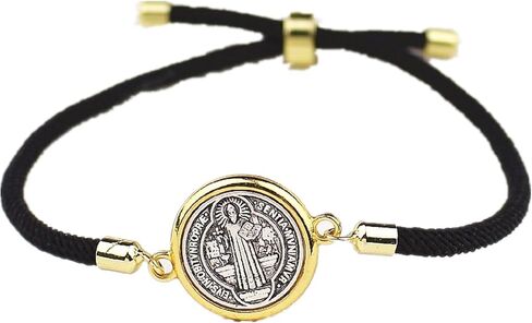 Catholic Bracelets St. Benedict Bracelet Red Rope Double Hole Pendant Couple Woven Bracelets Adjustable Black Bracelet in Kuwait