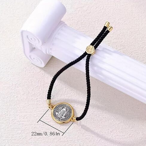 Catholic Bracelets St. Benedict Bracelet Red Rope Double Hole Pendant Couple Woven Bracelets Adjustable Black Bracelet in Kuwait