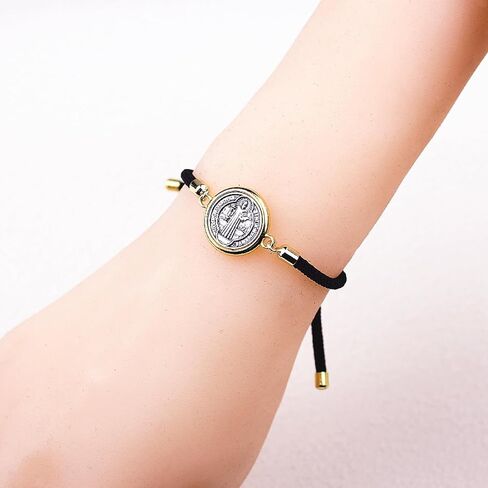 Catholic Bracelets St. Benedict Bracelet Red Rope Double Hole Pendant Couple Woven Bracelets Adjustable Black Bracelet in Kuwait