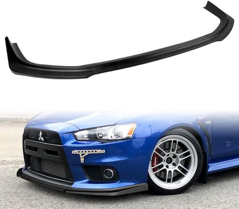 Q1-TECH, Front Bumper Lip fit for Compatible with 2008-2015 Mitsubishi Lancer Evolution EVO X, Front Bumper Lip Spoiler Air Chin Body Kit Splitter, R-Style (Matt Black) in Saudi Arabia