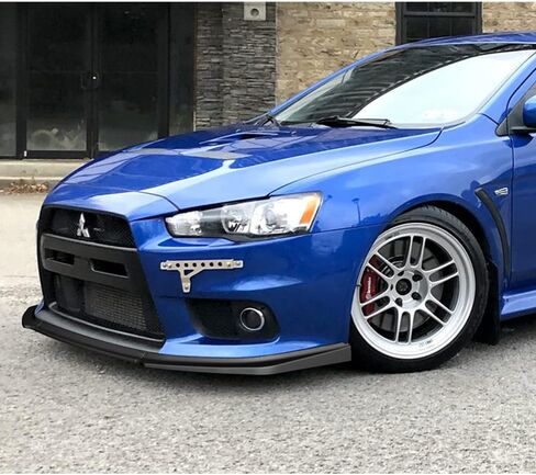 Q1-TECH, Front Bumper Lip fit for Compatible with 2008-2015 Mitsubishi Lancer Evolution EVO X, Front Bumper Lip Spoiler Air Chin Body Kit Splitter, R-Style (Matt Black) in Saudi Arabia