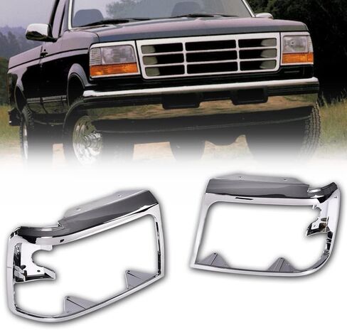 G-Plus Grille Headlus Door Door Nezel مجموعة كروم متوافقة مع 1992-1996 Bronco/1992-1997 Ford F150 F250 F350Trim Door Prastender & Driver Side 2PCS Gloss Black in Saudi Arabia