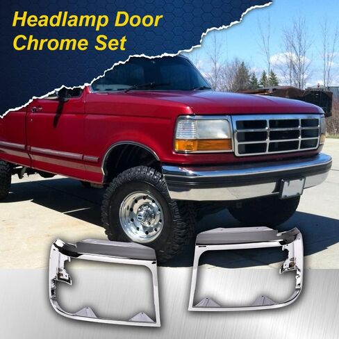 G-Plus Grille Headlus Door Door Nezel مجموعة كروم متوافقة مع 1992-1996 Bronco/1992-1997 Ford F150 F250 F350Trim Door Prastender & Driver Side 2PCS Gloss Black in Saudi Arabia