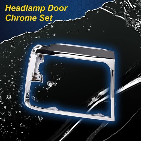 G-Plus Grille Headlus Door Door Nezel مجموعة كروم متوافقة مع 1992-1996 Bronco/1992-1997 Ford F150 F250 F350Trim Door Prastender & Driver Side 2PCS Gloss Black in Saudi Arabia