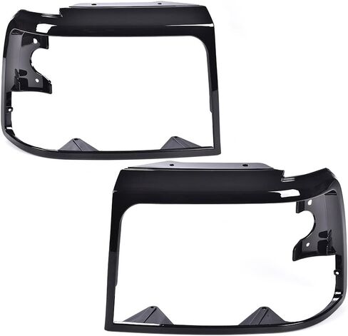 G-PLUS Grille Headlight Door Bezel Chrome Set Compatible with 1992-1996 Bronco/1992-1997 Ford F150 F250 F350Trim Door Passenger & Driver Side 2pcs Gloss Black in Saudi Arabia