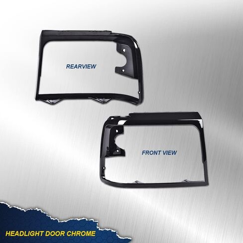 G-PLUS Grille Headlight Door Bezel Chrome Set Compatible with 1992-1996 Bronco/1992-1997 Ford F150 F250 F350Trim Door Passenger & Driver Side 2pcs Gloss Black in Saudi Arabia