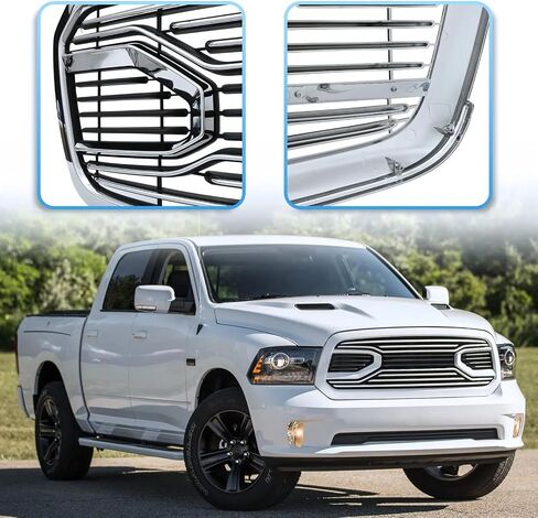 PENSUN Front Grille Compatible with 2013-2018 Dodge RAM 1500 Big Horn Style Bumper Grille (Chrome W/O Light) in Saudi Arabia