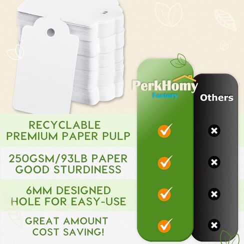 PH PERKHOMY 2" x 4" Large Gift Tags, 120 Pcs White Paper Tags with Natural Jute Twine String for Gifts Crafts Wedding Christmas, White in Kuwait