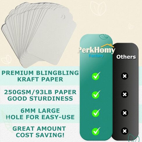 PH PERKHOMY 2" x 4" Large Gift Tags, 120 Pcs White Paper Tags with Natural Jute Twine String for Gifts Crafts Wedding Christmas, White in Kuwait
