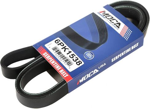 EPDM Serpentine Belt Fit 2001-2006 لـ BMW 330CI 530i ، 2001-2005 325i 325xi ، 1997-2000 528i 328i 328CI #6PK1538 in Saudi Arabia