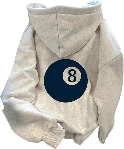 Women's Number Graphic Hoodie Pullover Long Sleeve Drawstring Baggy Hooded Sweatshirts Streetwear in Saudi Arabia