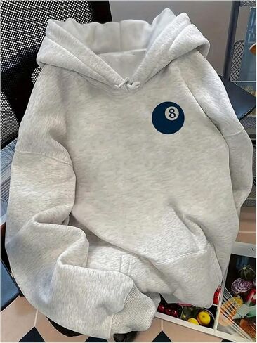 Women's Number Graphic Hoodie Pullover Long Sleeve Drawstring Baggy Hooded Sweatshirts Streetwear in Saudi Arabia