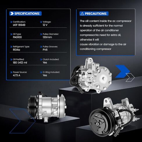 98576 Air Conditioning A/C Compressor with Clutch Compatible with Jeep Liberty 2002-2005, V6 3.7L in Saudi Arabia