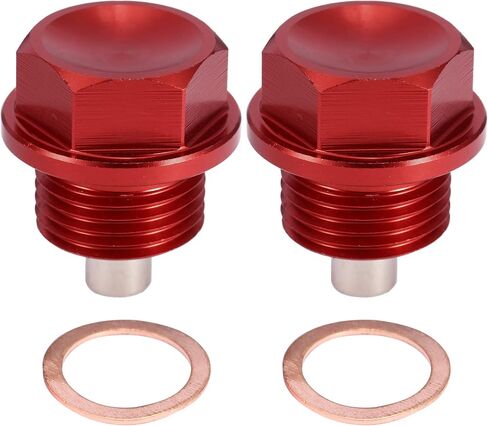 X AutoHaux 2 Set M18x1.5 استنزاف زيت قابس الألومنيوم مغناطيسي من سبيكة الصرف الصامت صرف زيت الصرف مع 2 غسالة للدراجة النارية للسيارة الأحمر in Kuwait
