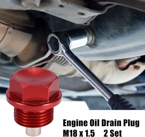 X AutoHaux 2 Set M18x1.5 استنزاف زيت قابس الألومنيوم مغناطيسي من سبيكة الصرف الصامت صرف زيت الصرف مع 2 غسالة للدراجة النارية للسيارة الأحمر in Kuwait
